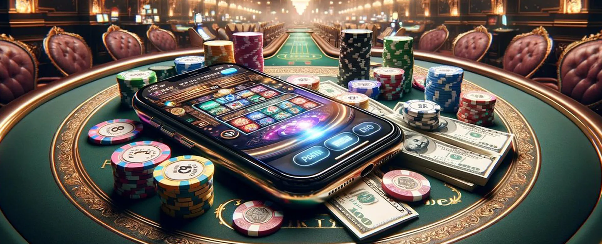 www.747ph. Latest Promotions - Gold coins and chips on a gaming table, celebrating big wins